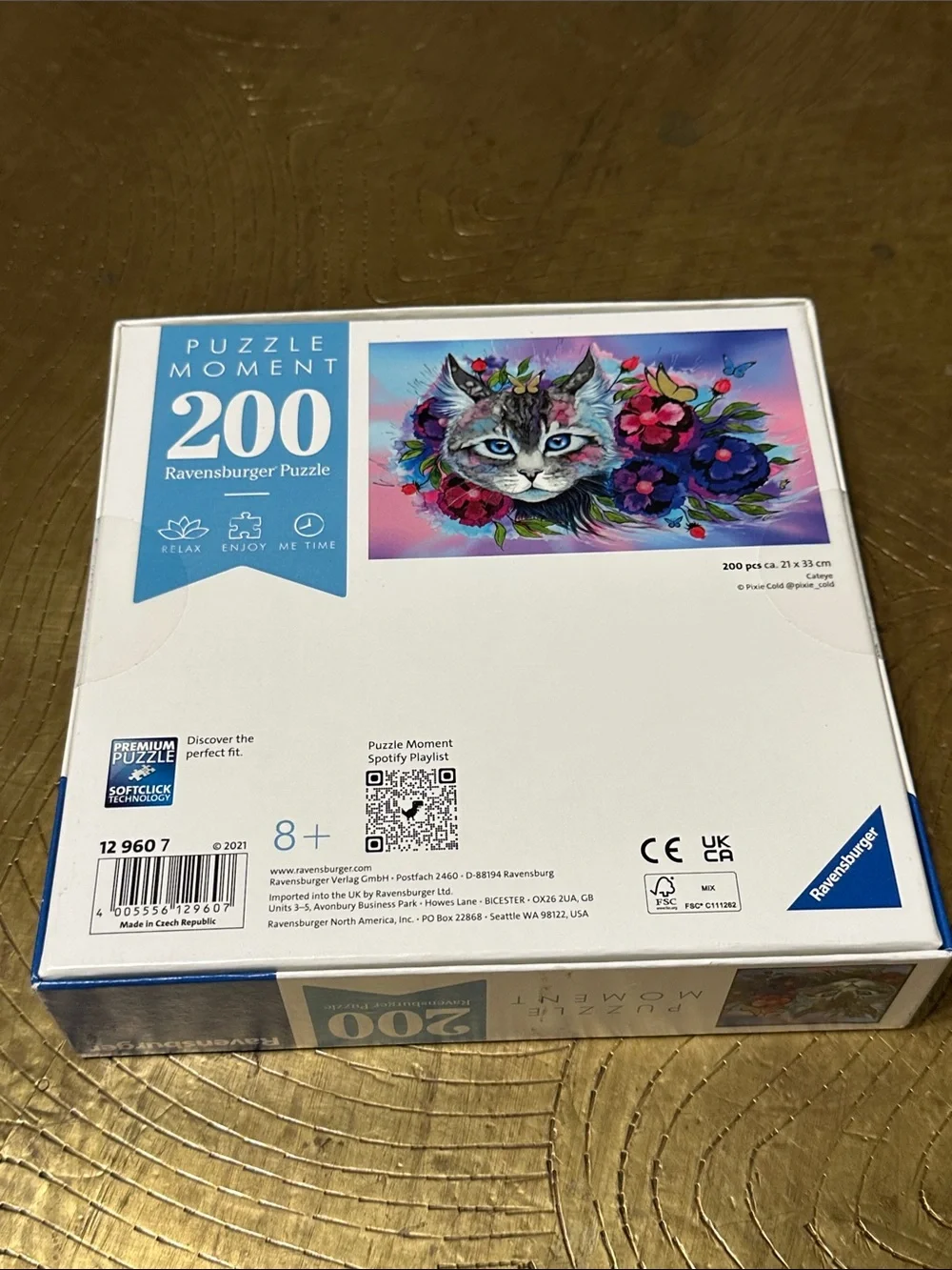 Ravensburger Puzzle Moments Cateye Colorful Cat Floral Puzzle ~ 200 pcs